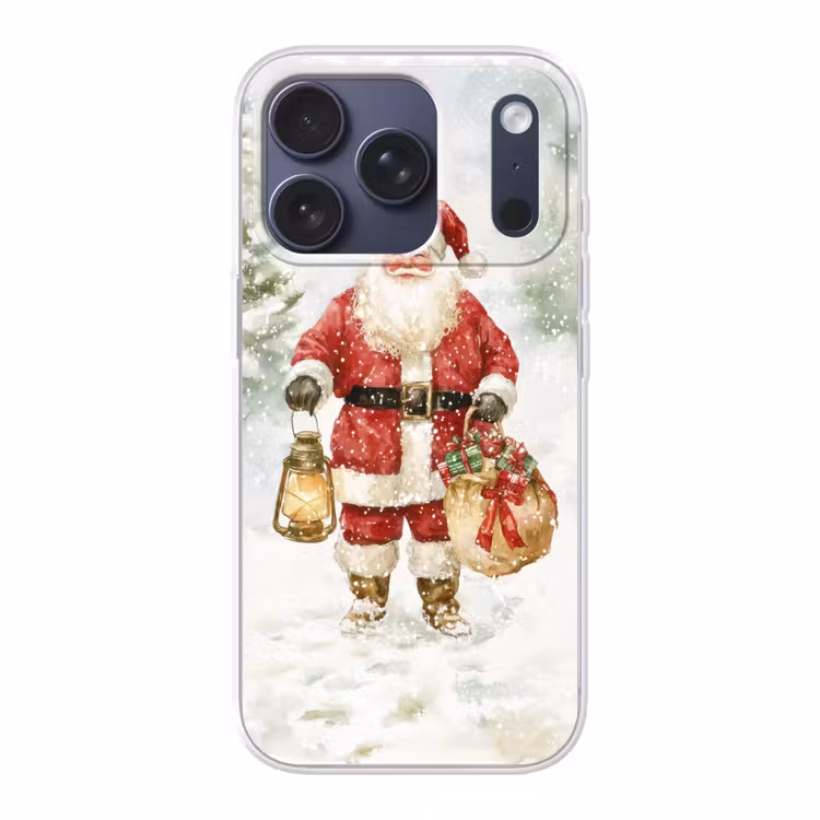 Kerstman- Winter - Sneeuw - Wit - Rood Telefoonhoesje iPhone 17 Pro klein -3d
