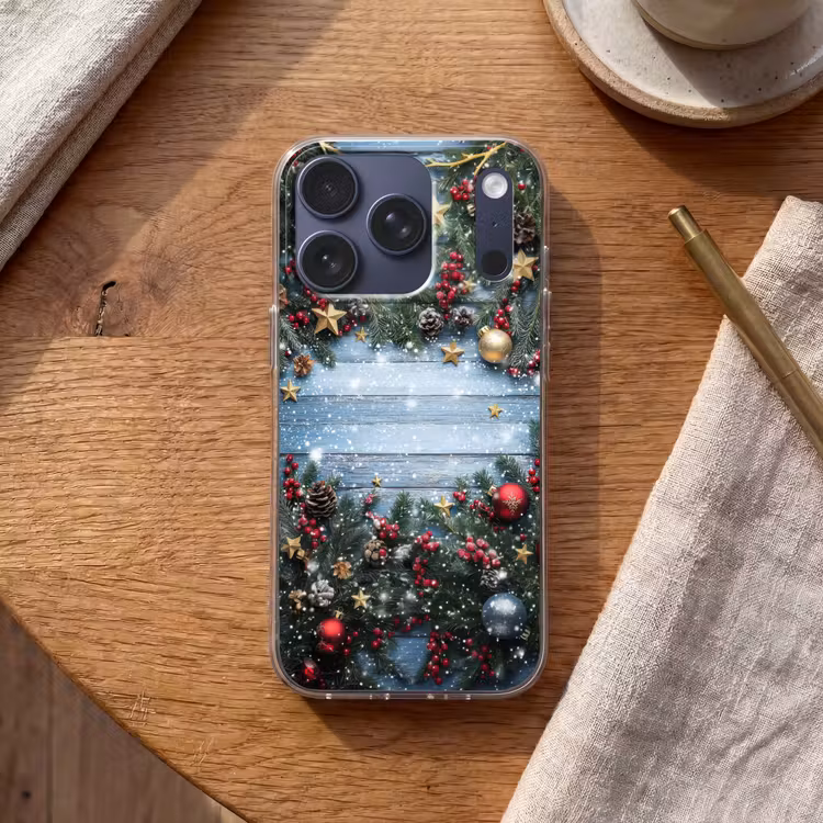 Kerstomlijsting - Sneeuw - Meerkleurig Telefoonhoesje iPhone 17 Pro klein -sfeer1