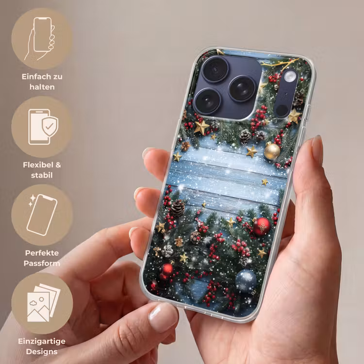 Kerstomlijsting - Sneeuw - Meerkleurig Telefoonhoesje iPhone 17 Pro klein -sfeer3_DE