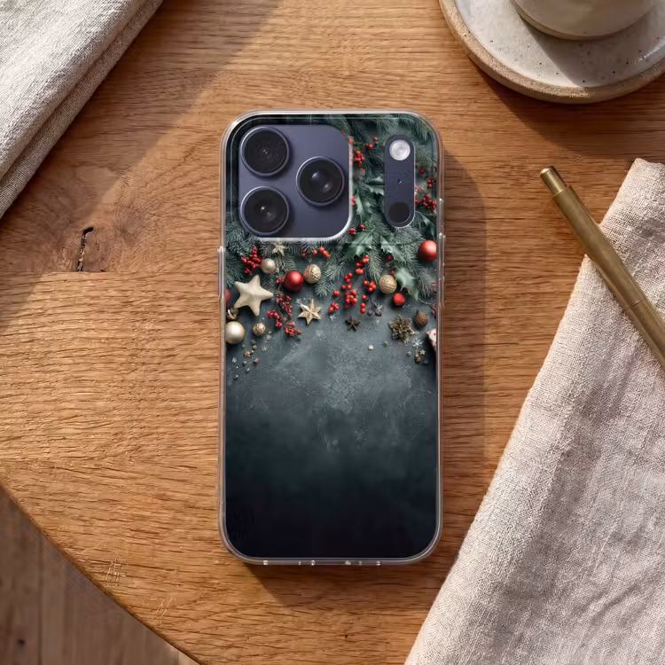 Kerstomlijsting - Hulst - Kleurrijk Telefoonhoesje iPhone 17 Pro klein -sfeer1