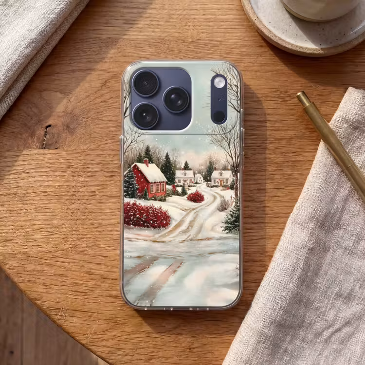 Kerstsfeer - Landelijk - Rood Telefoonhoesje iPhone 17 Pro klein -sfeer1