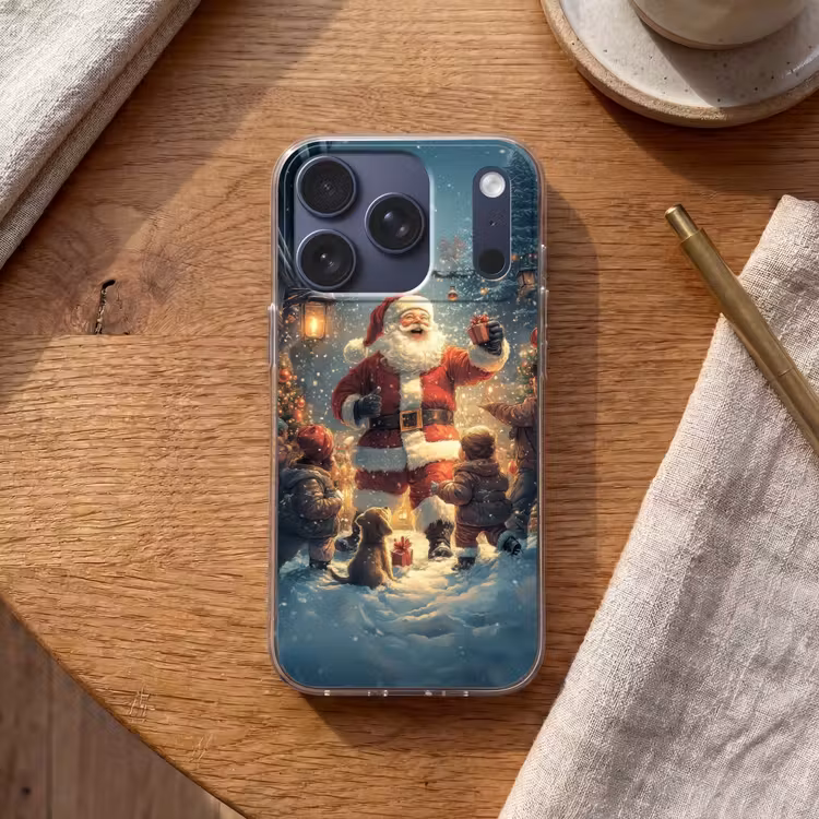 Kerstvreugde - Sneeuw - Kleurrijk Telefoonhoesje iPhone 17 Pro klein -sfeer1