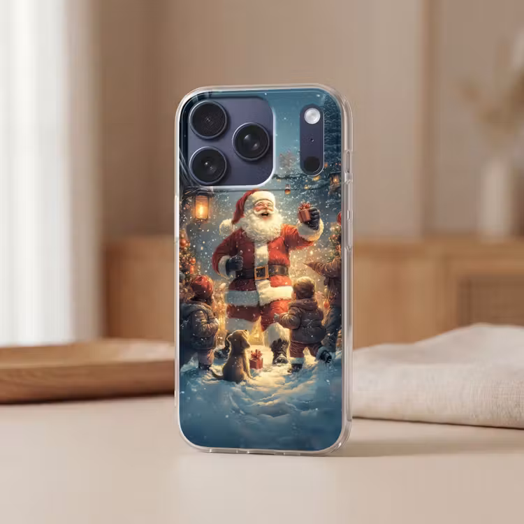 Kerstvreugde - Sneeuw - Kleurrijk Telefoonhoesje iPhone 17 Pro klein -sfeer2