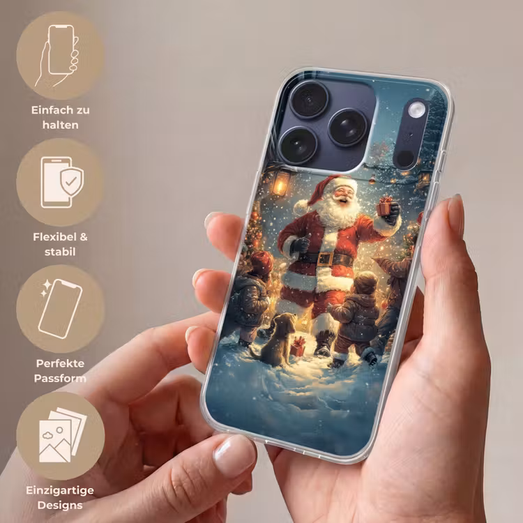 Kerstvreugde - Sneeuw - Kleurrijk Telefoonhoesje iPhone 17 Pro klein -sfeer3_DE