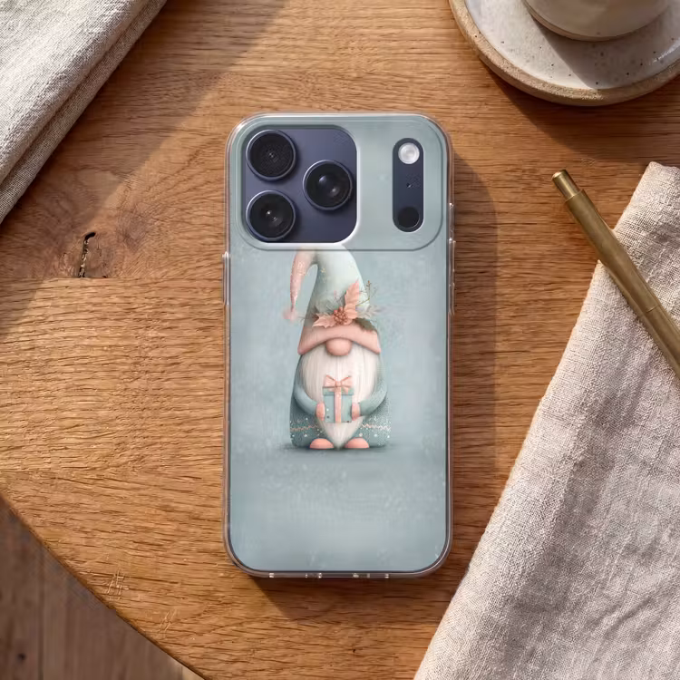 Kerstgnome - Cadeau - Groen Telefoonhoesje iPhone 17 Pro klein -sfeer1
