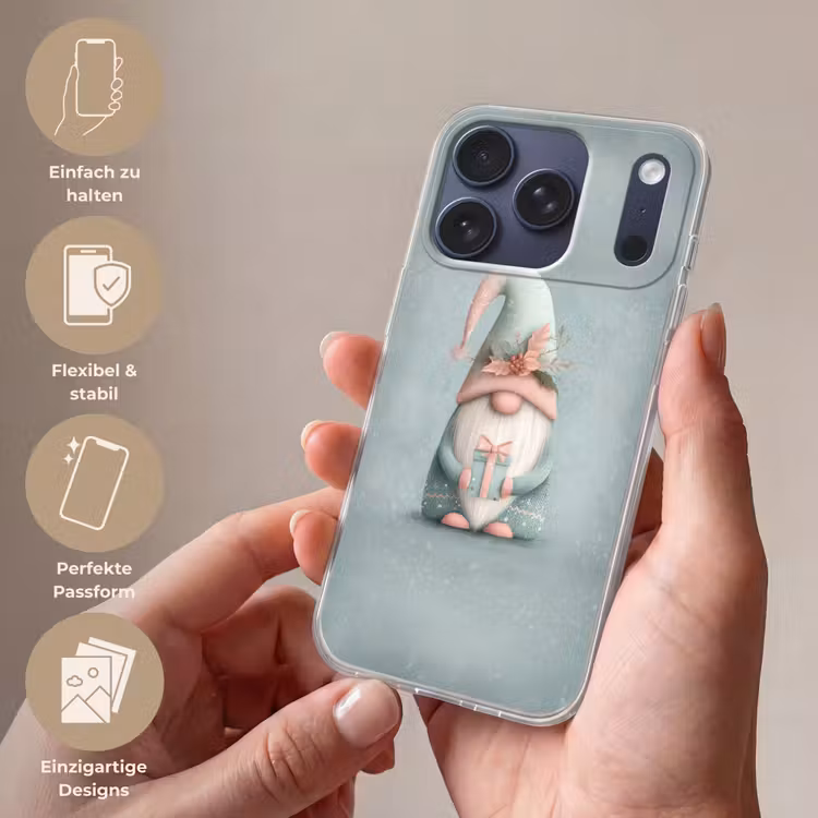 Kerstgnome - Cadeau - Groen Telefoonhoesje iPhone 17 Pro klein -sfeer3_DE