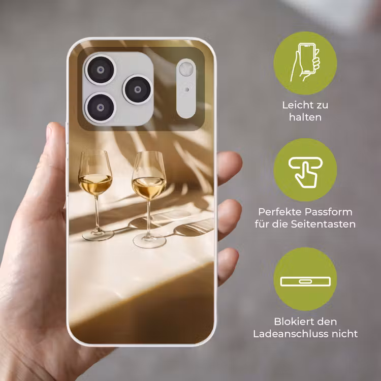 Wijn - Wijnglazen - Wit Telefoonhoesje iPhone 17 Pro klein -sfeer3_DE