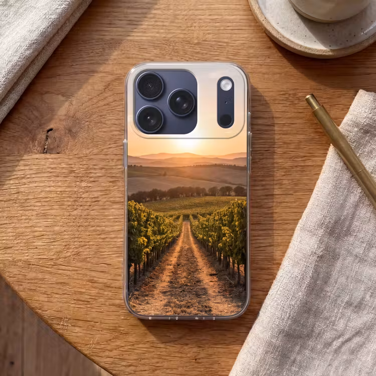 Wijngaard - Zonsondergang - Landschap Telefoonhoesje iPhone 17 Pro klein -sfeer1