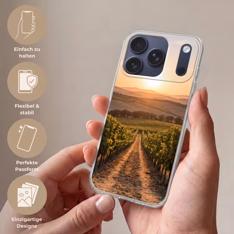 Wijngaard - Zonsondergang - Landschap Telefoonhoesje iPhone 17 Pro klein -sfeer3_DE