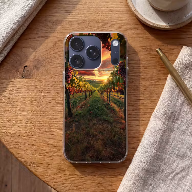 Wijngaard - Druiven - Zonsondergang Telefoonhoesje iPhone 17 Pro klein -sfeer1