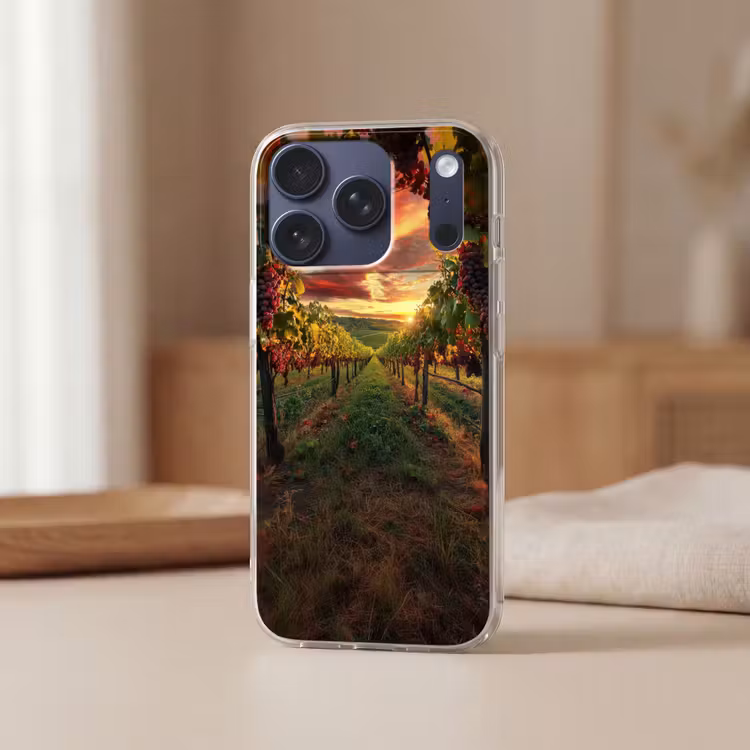 Wijngaard - Druiven - Zonsondergang Telefoonhoesje iPhone 17 Pro klein -sfeer2