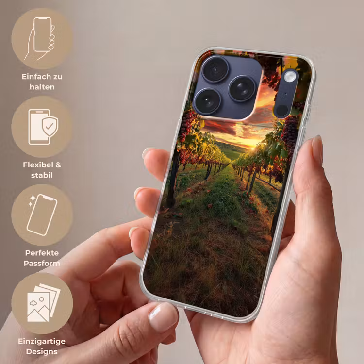 Wijngaard - Druiven - Zonsondergang Telefoonhoesje iPhone 17 Pro klein -sfeer3_DE