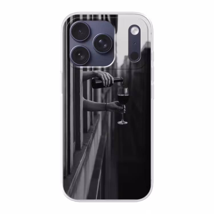 Wijnfles - Glas - Handen - Raam Telefoonhoesje iPhone 17 Pro klein -3d