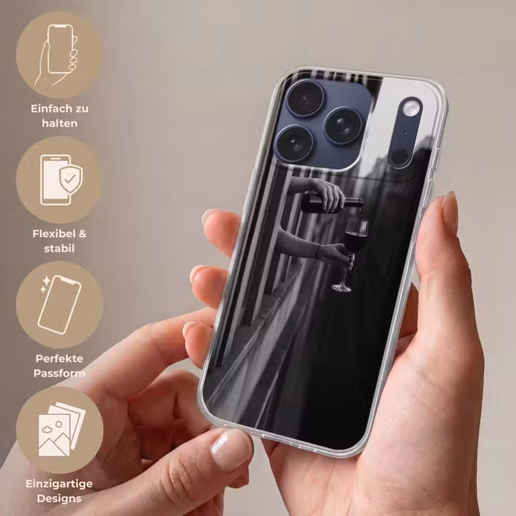 Wijnfles - Glas - Handen - Raam Telefoonhoesje iPhone 17 Pro klein -sfeer3_DE
