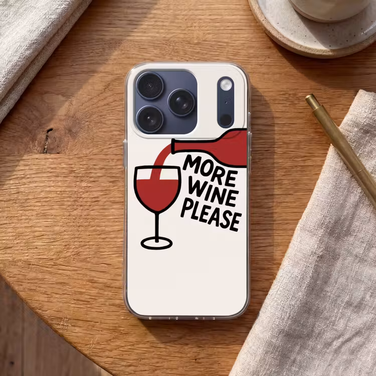 Wijnfles - Quote - Rood - Glas Telefoonhoesje iPhone 17 Pro klein -sfeer1