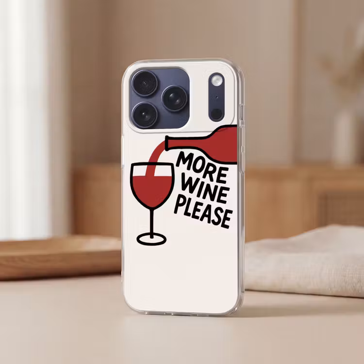 Wijnfles - Quote - Rood - Glas Telefoonhoesje iPhone 17 Pro klein -sfeer2