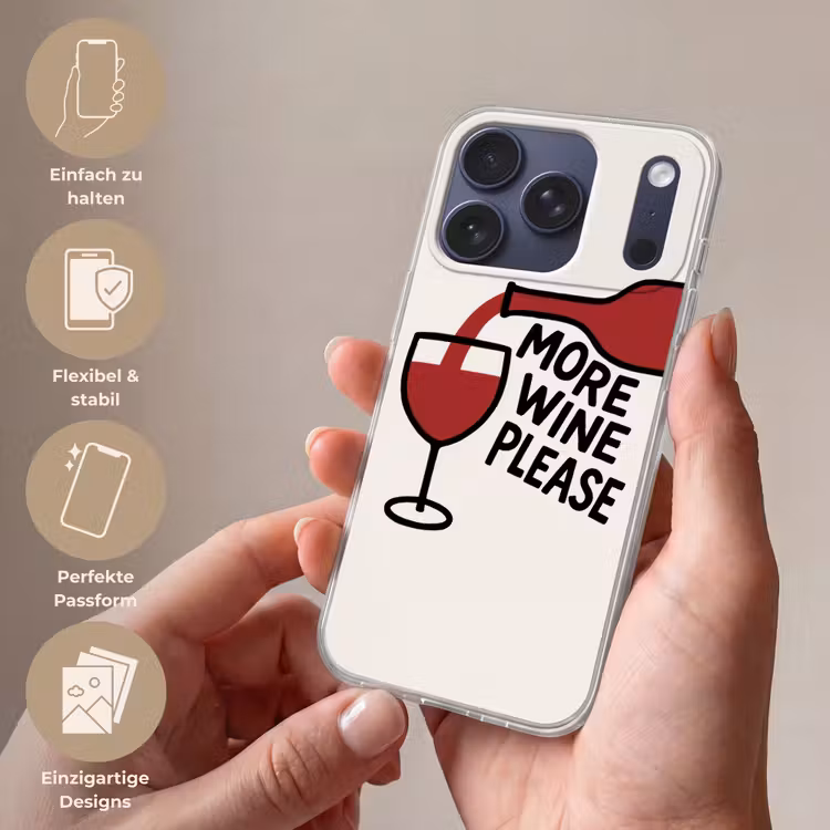 Wijnfles - Quote - Rood - Glas Telefoonhoesje iPhone 17 Pro klein -sfeer3_DE