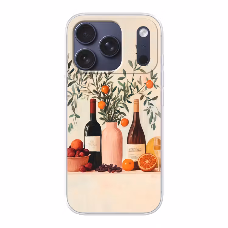 Wijnflessen - Takken - Sinaasappels Telefoonhoesje iPhone 17 Pro klein -3d