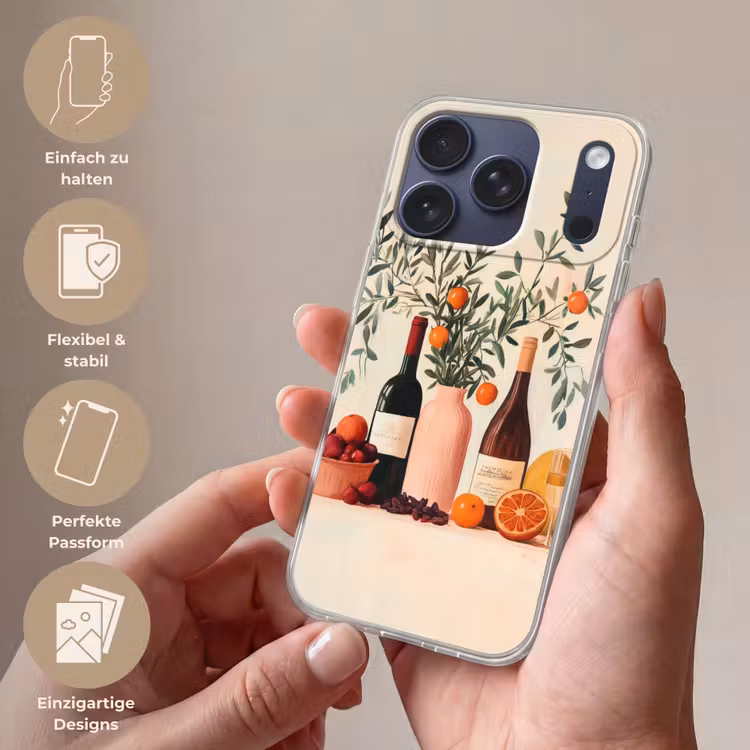 Wijnflessen - Takken - Sinaasappels Telefoonhoesje iPhone 17 Pro klein -sfeer3_DE