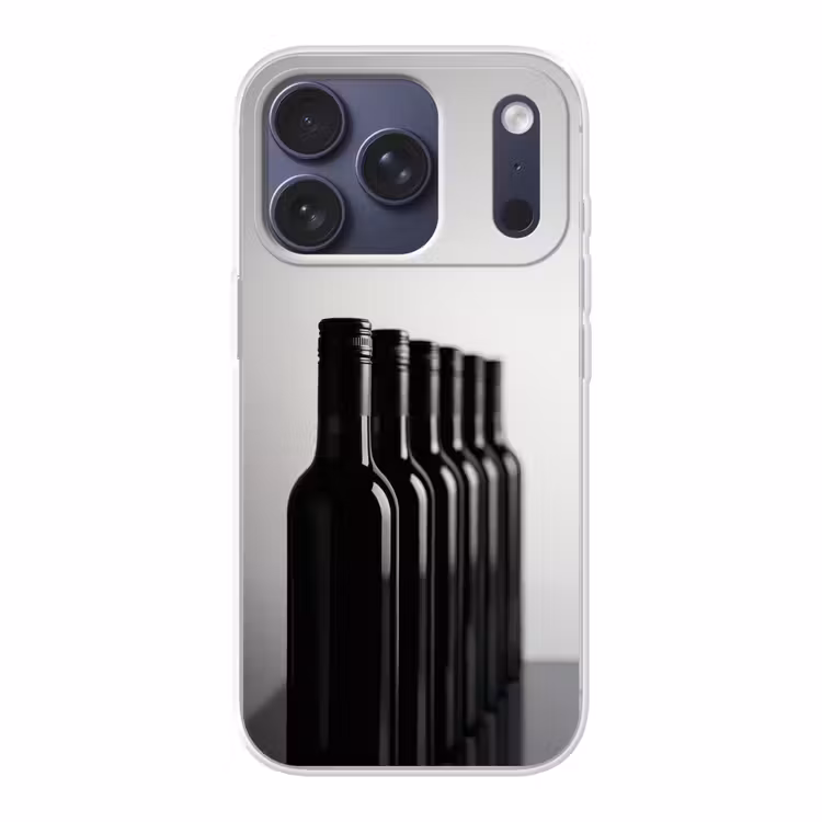 Wijnflessen - Zwart - Minimalistisch Telefoonhoesje iPhone 17 Pro klein -3d