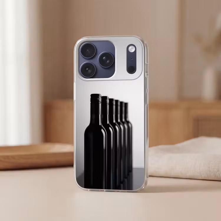 Wijnflessen - Zwart - Minimalistisch Telefoonhoesje iPhone 17 Pro klein -sfeer2