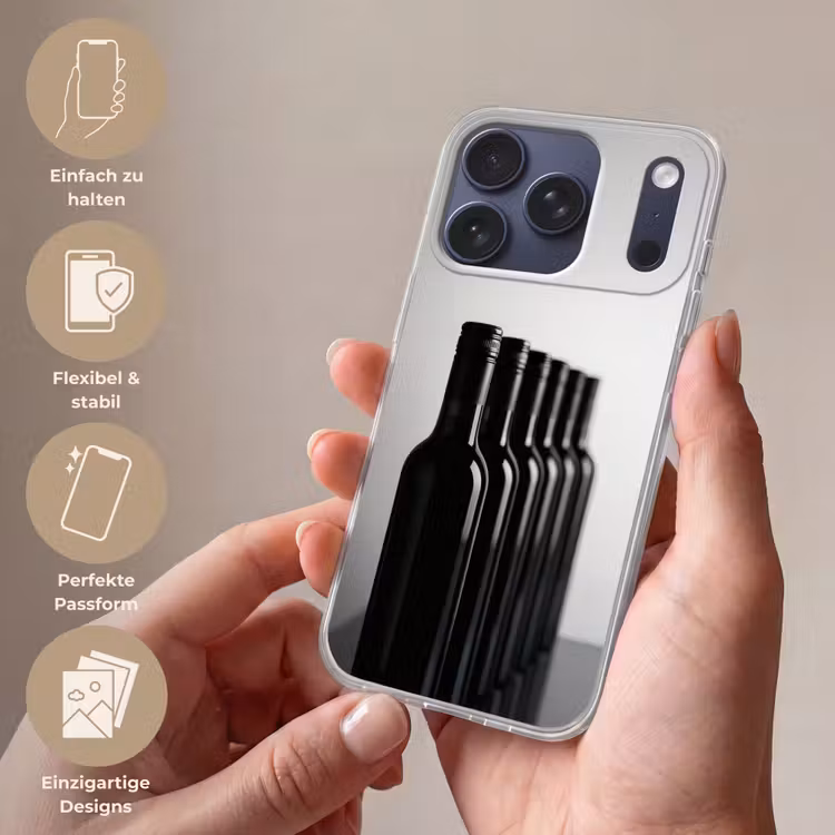 Wijnflessen - Zwart - Minimalistisch Telefoonhoesje iPhone 17 Pro klein -sfeer3_DE