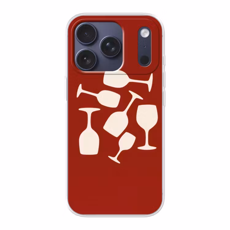 Wijnglazen - Silhouetten - Wit Telefoonhoesje iPhone 17 Pro klein -3d