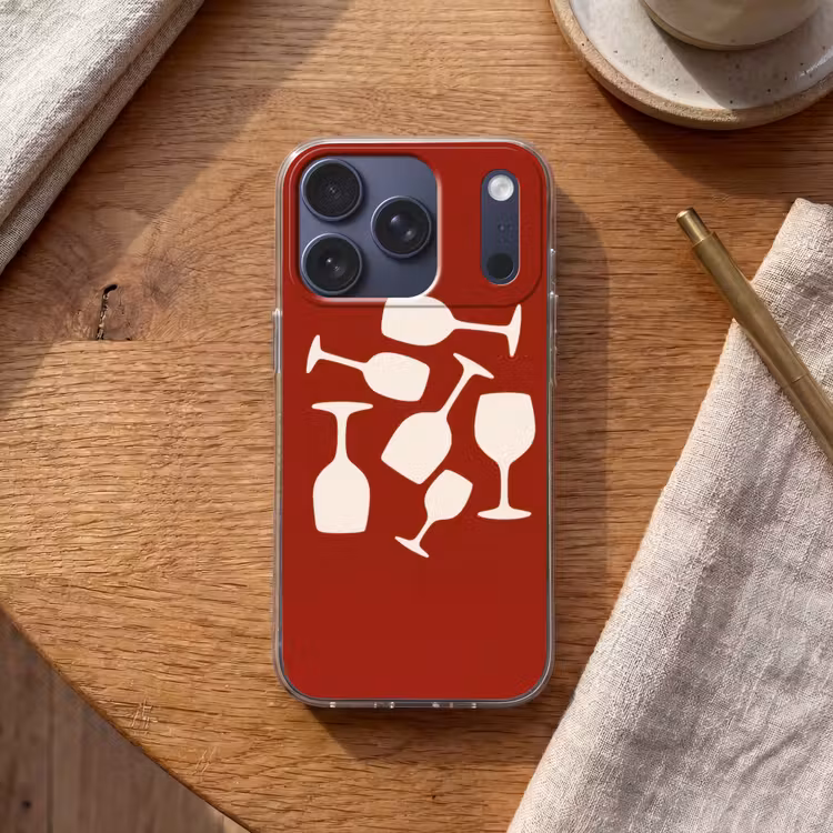 Wijnglazen - Silhouetten - Wit Telefoonhoesje iPhone 17 Pro klein -sfeer1