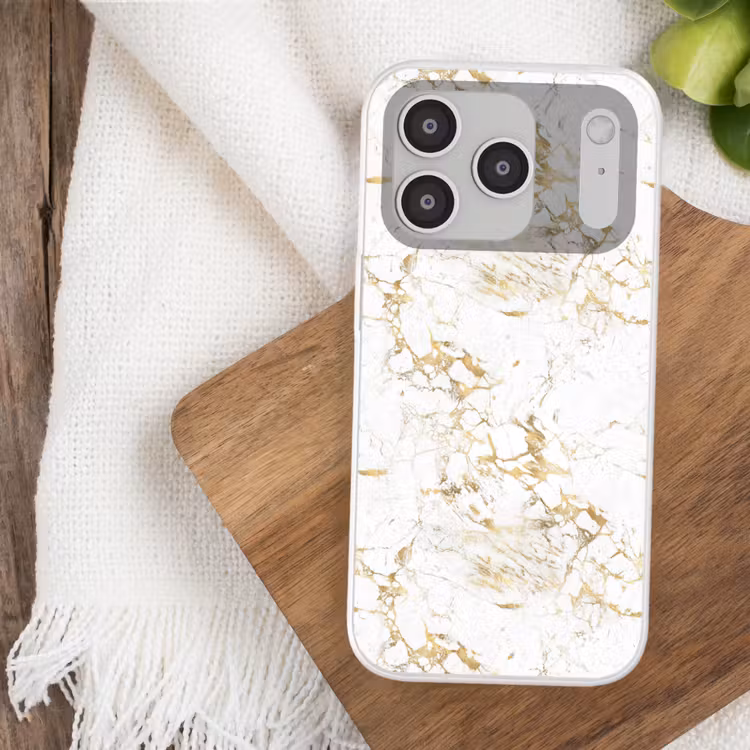 Wit - Marmer - Luxe - Goud Telefoonhoesje iPhone 17 Pro klein 878 -sfeer1