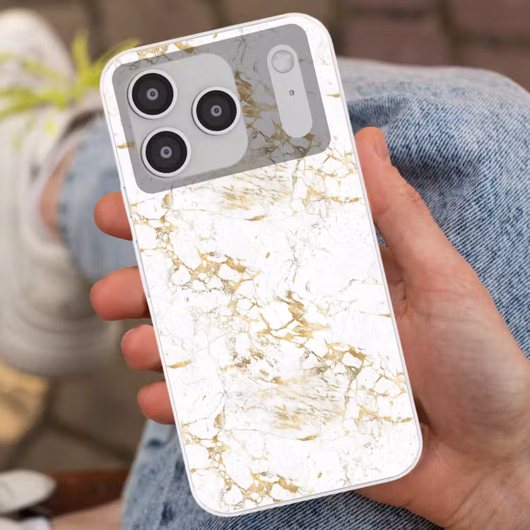 Wit - Marmer - Luxe - Goud Telefoonhoesje iPhone 17 Pro klein 878 -sfeer2