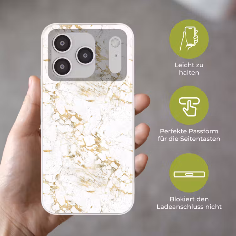 Wit - Marmer - Luxe - Goud Telefoonhoesje iPhone 17 Pro klein 878 -sfeer3_DE