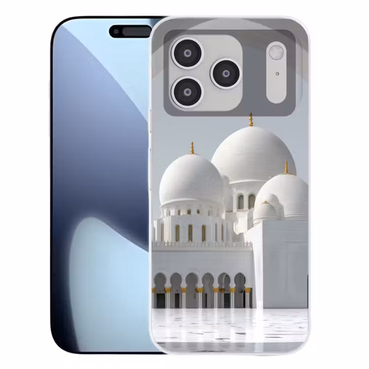 Witte koepels - Helderblauwe lucht - Islamitisch Telefoonhoesje iPhone 17 Pro klein -3d