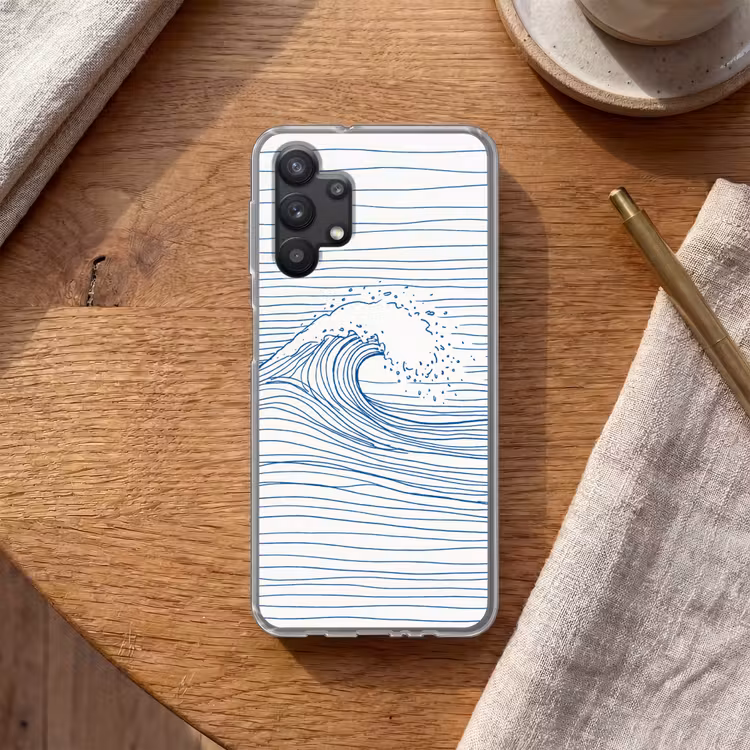 Golf - Brekende - Natuur - Minimalistisch - Blauw Telefoonhoesje Samsung Galaxy A32 5G klein -sfeer1
