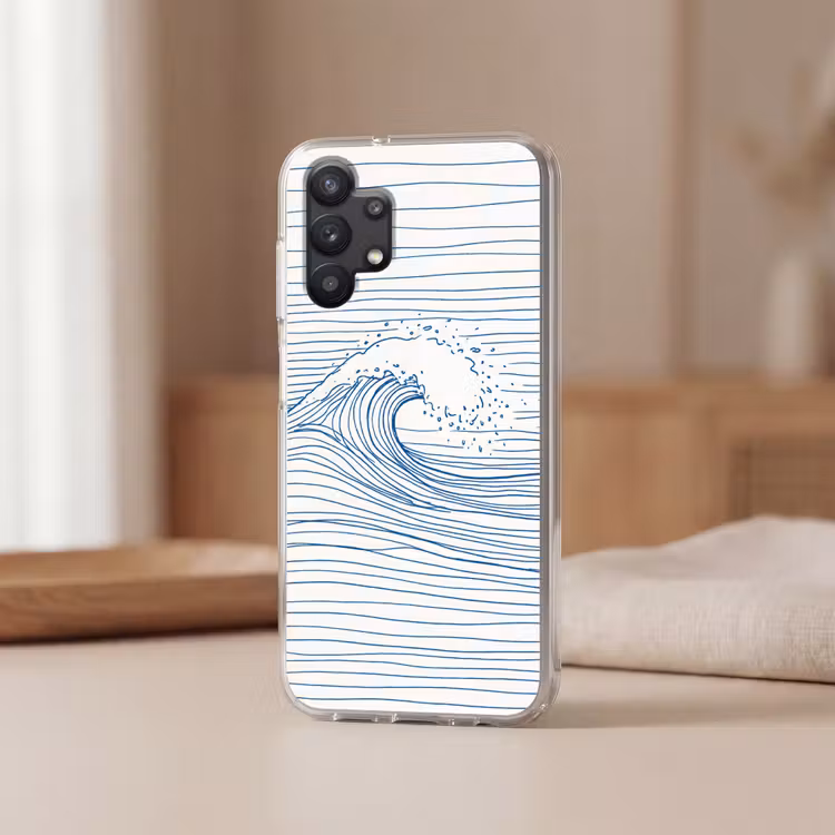 Golf - Brekende - Natuur - Minimalistisch - Blauw Telefoonhoesje Samsung Galaxy A32 5G klein -sfeer2