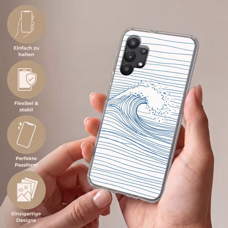 Golf - Brekende - Natuur - Minimalistisch - Blauw Telefoonhoesje Samsung Galaxy A32 5G klein -sfeer3_DE