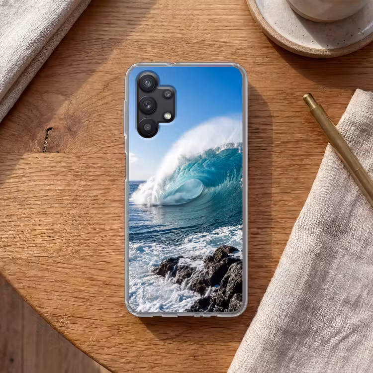 Golf - Oceaan - Brekend - Water - Blauw Telefoonhoesje Samsung Galaxy A32 5G klein -sfeer1