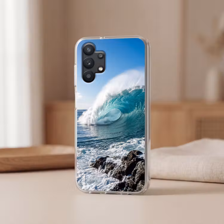 Golf - Oceaan - Brekend - Water - Blauw Telefoonhoesje Samsung Galaxy A32 5G klein -sfeer2