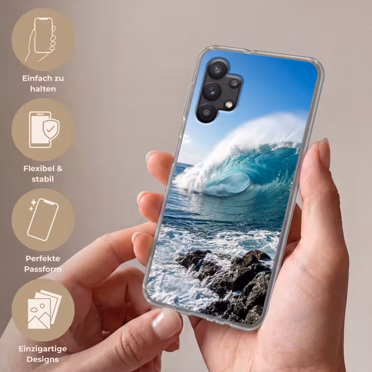 Golf - Oceaan - Brekend - Water - Blauw Telefoonhoesje Samsung Galaxy A32 5G klein -sfeer3_DE