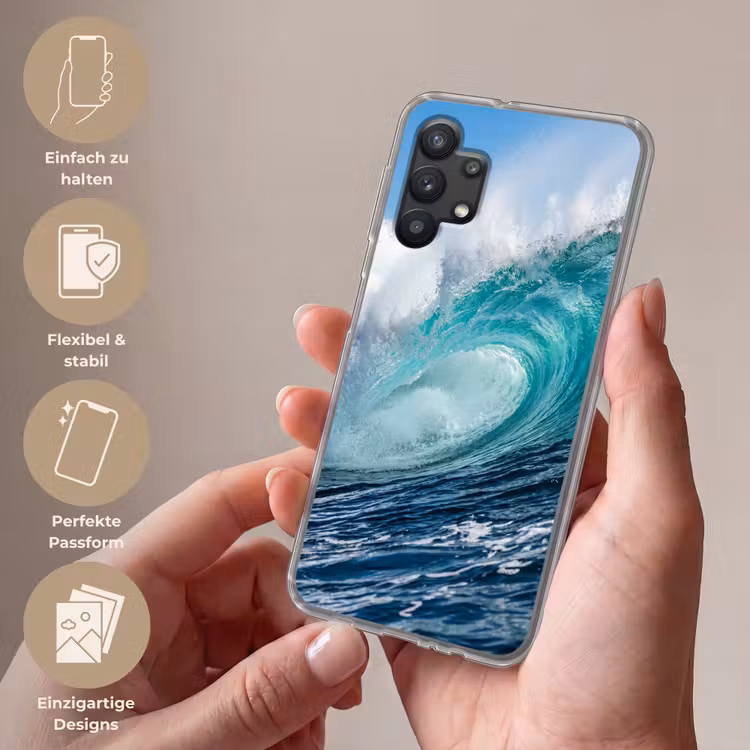 Golf - Oceaan - Water - Dynamisch - Blauw Telefoonhoesje Samsung Galaxy A32 5G klein -sfeer3_DE