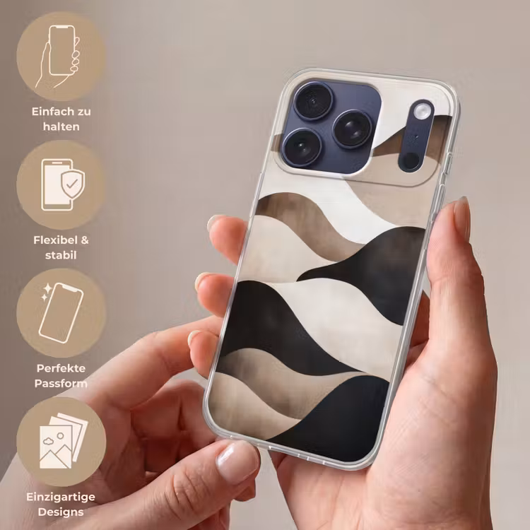 Golven - Abstract - Beige Telefoonhoesje iPhone 17 Pro klein -sfeer3_DE
