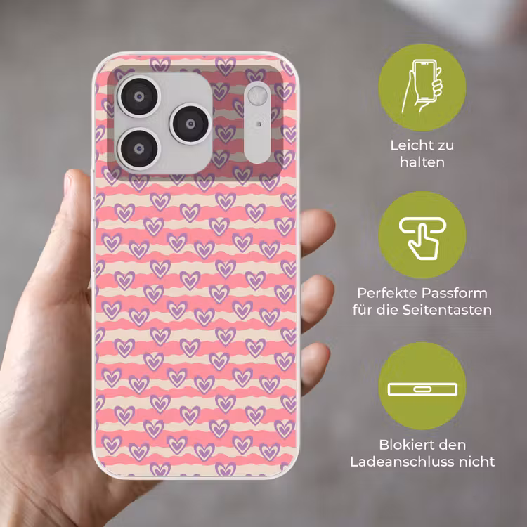 Golven - Patroon - Hartjes - Retro Telefoonhoesje iPhone 17 Pro klein 878 -sfeer3_DE