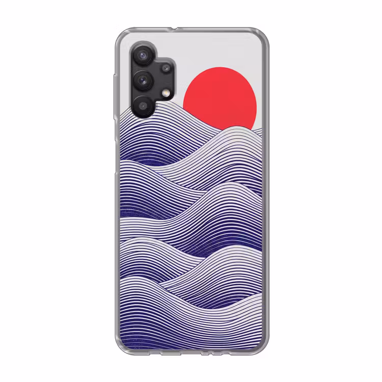 Golven - Zon - Natuur - Abstract - Rood Telefoonhoesje Samsung Galaxy A32 5G klein -3d