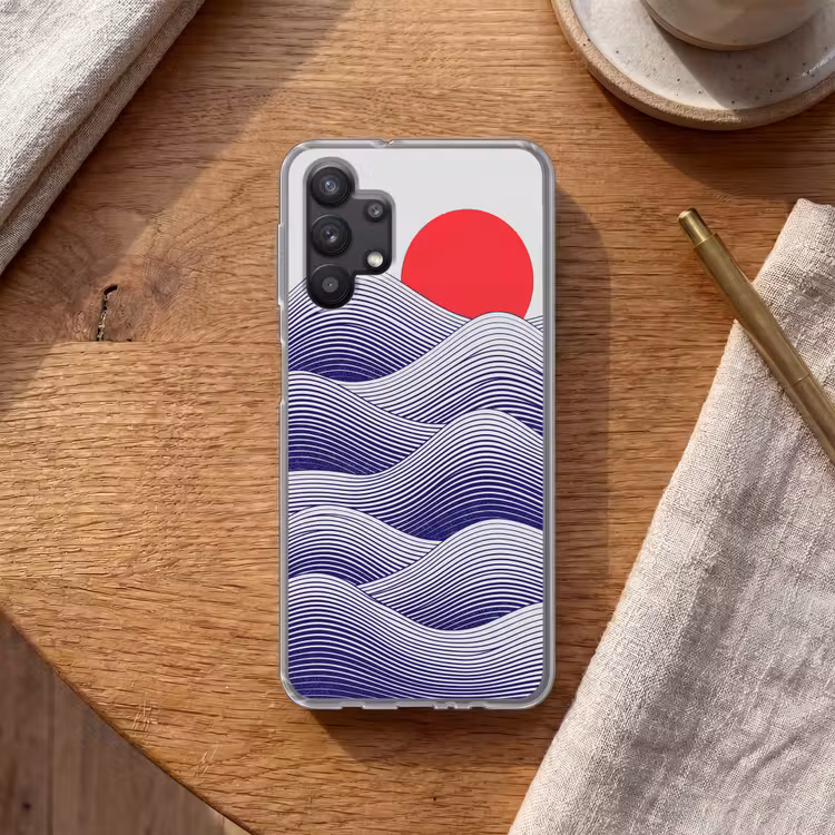 Golven - Zon - Natuur - Abstract - Rood Telefoonhoesje Samsung Galaxy A32 5G klein -sfeer1