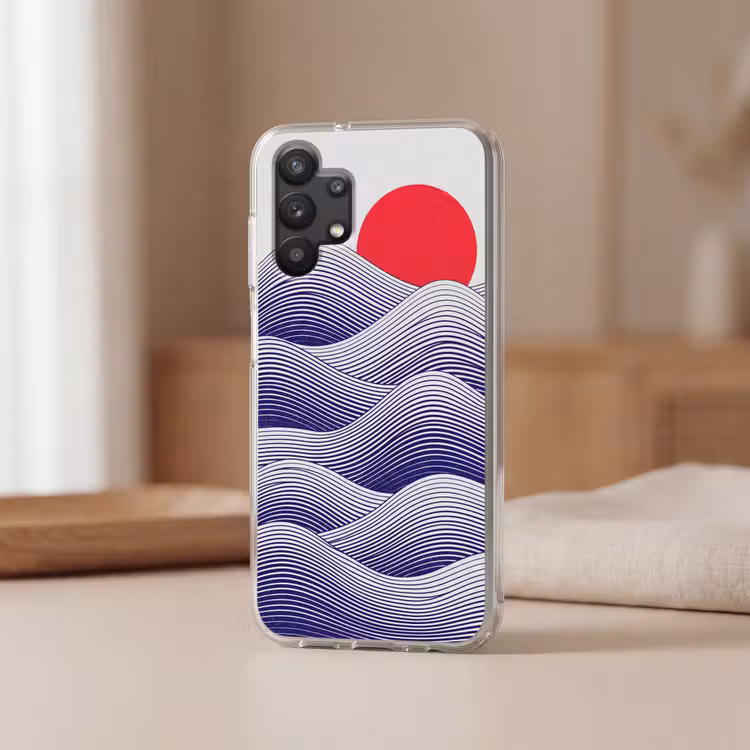 Golven - Zon - Natuur - Abstract - Rood Telefoonhoesje Samsung Galaxy A32 5G klein -sfeer2