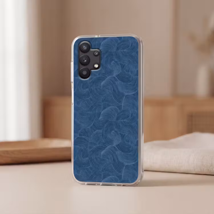 Golven - Textuur - Patroon - Blauw Telefoonhoesje Samsung Galaxy A32 5G klein 346 -sfeer2