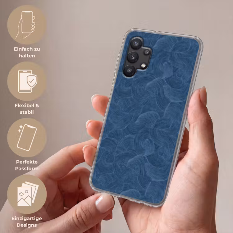 Golven - Textuur - Patroon - Blauw Telefoonhoesje Samsung Galaxy A32 5G klein 346 -sfeer3_DE