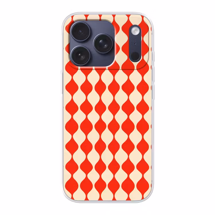 Golvend patroon - Retro - Rood - Beige Telefoonhoesje iPhone 17 Pro klein 878 -3d