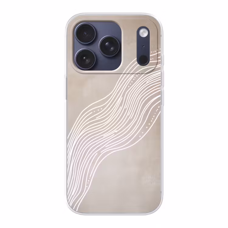 Golvende lijnen - Vloeiend - Zandkleurig Telefoonhoesje iPhone 17 Pro klein -3d
