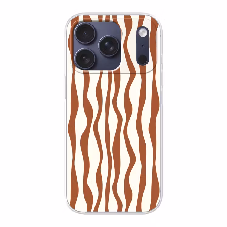 Golvende lijnen - Strepen - Beige - Bruin Telefoonhoesje iPhone 17 Pro klein -3d