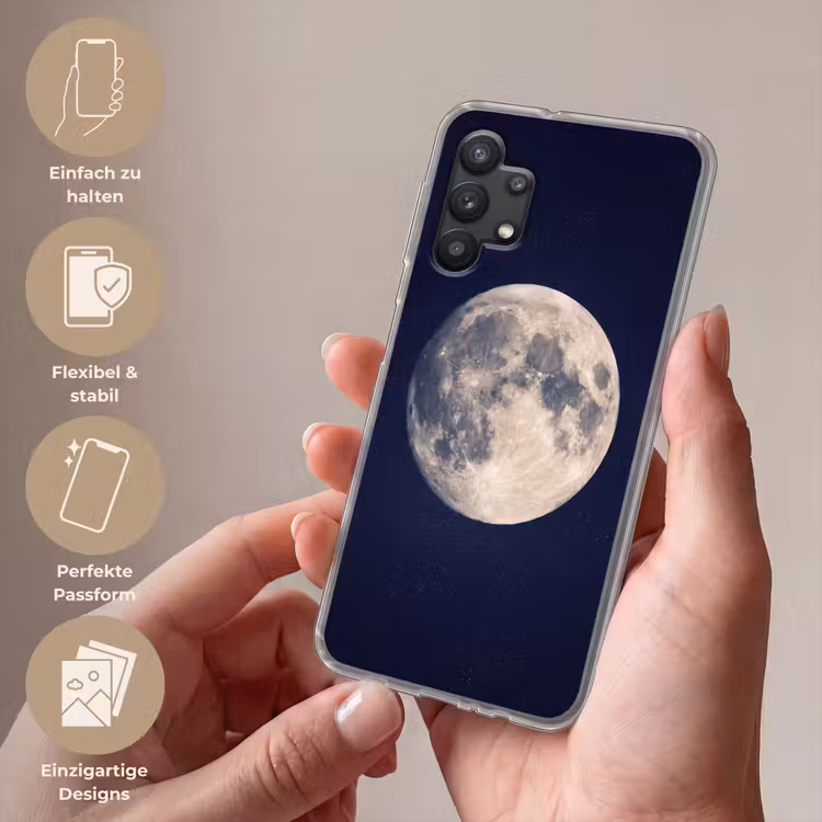 Ruimte - Maan - Kosmos Telefoonhoesje Samsung Galaxy A32 5G klein -sfeer3_DE
